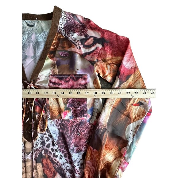 Rare Custo Barcelona Size Medium Multicolor Wearable Art Leopard Swan #Q3-4 - Picture 9 of 15